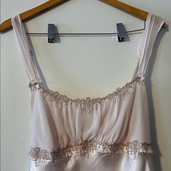 Vintage Y2K Princess Slip Dress Long Maxi Gown Blush Pink Renaissance Girly 90 L - Picture 5 of 17